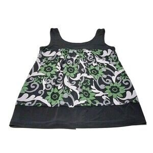 Cocoma Medium Floral Stretch Tank Top Loose Read Description Green Gray Black